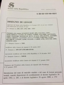 disegno legge omicidio stradale