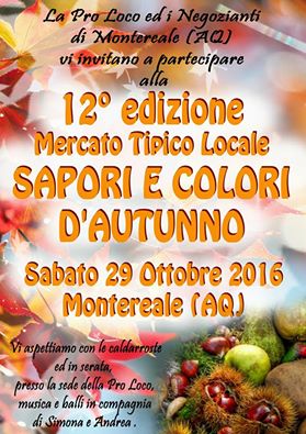 A Montereale la XII edizione di Sapori e colori d'Autunno - Il Capoluogo.it