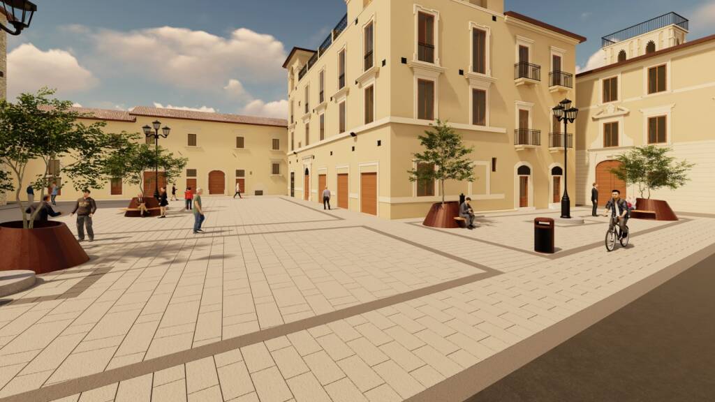 piazza chiarino rendering riqualificazione