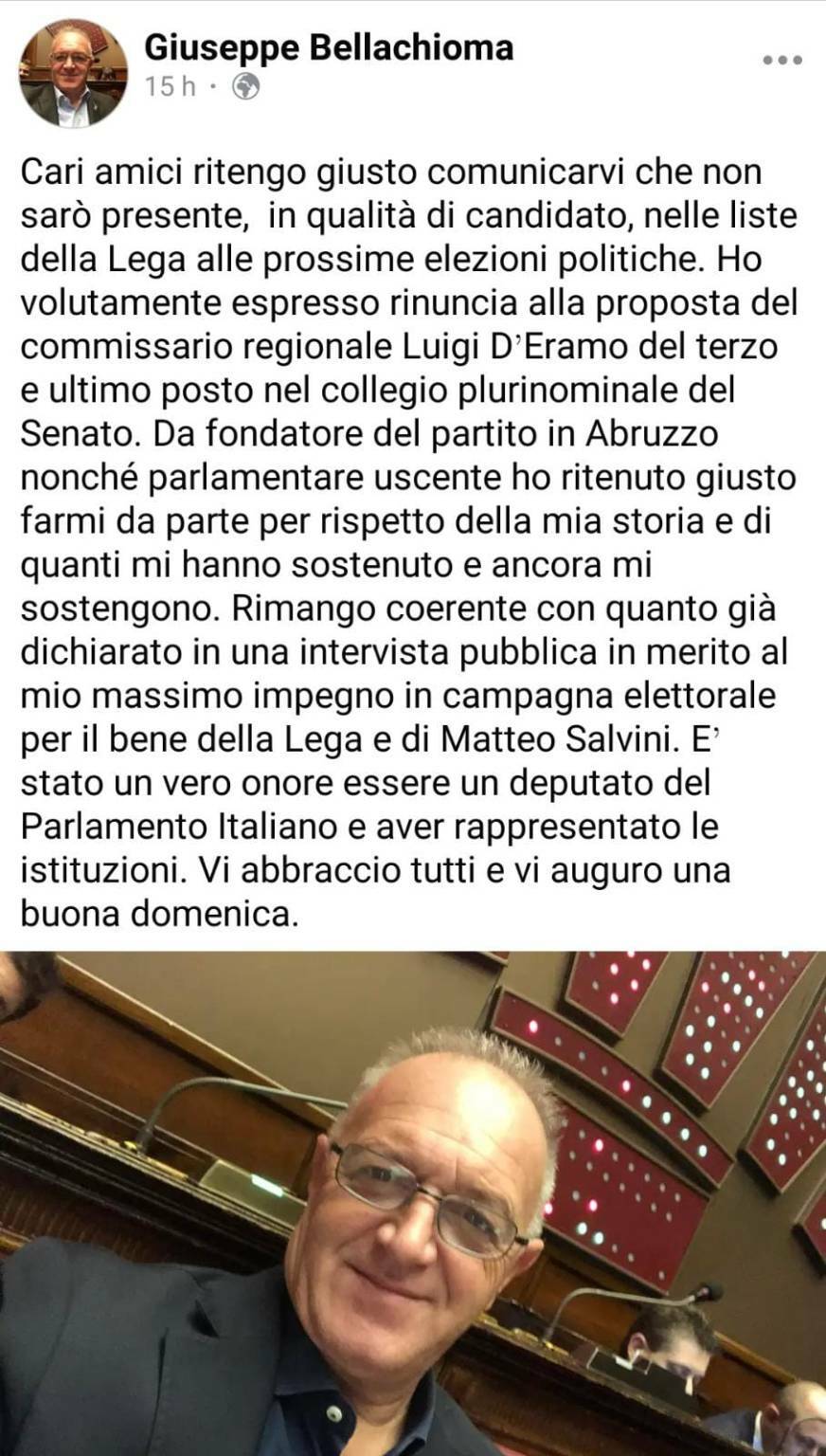 Giuseppe Bellachioma post elezioni politiche 